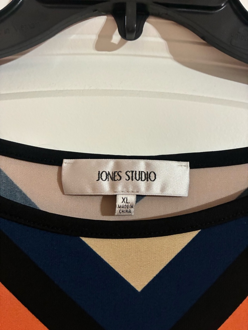 Jones Studio Chevron Midi Dress in Orange, Navy & Light Blue Size XL - Picture 2 of 3